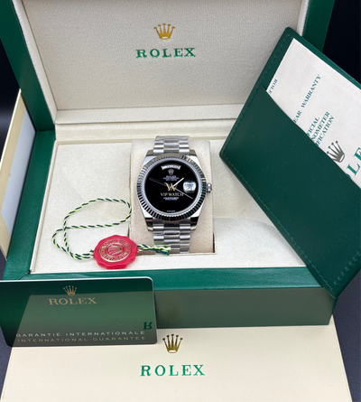 PRESIDENT DAY-DATE 18K WATCH SS BLACK ONYX DIAL 118208