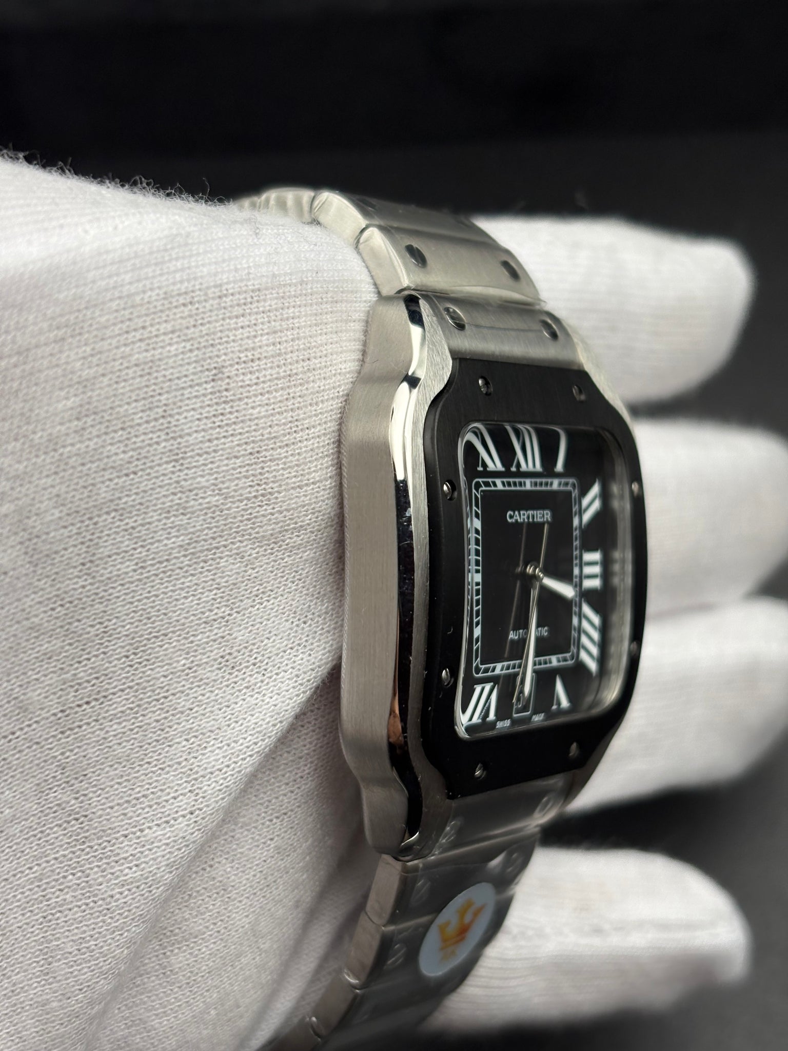 CARTIER SANTOS DE CARTIER LARGE STEEL & ADLC GREY DIAL MEN'S AUTOMATIC