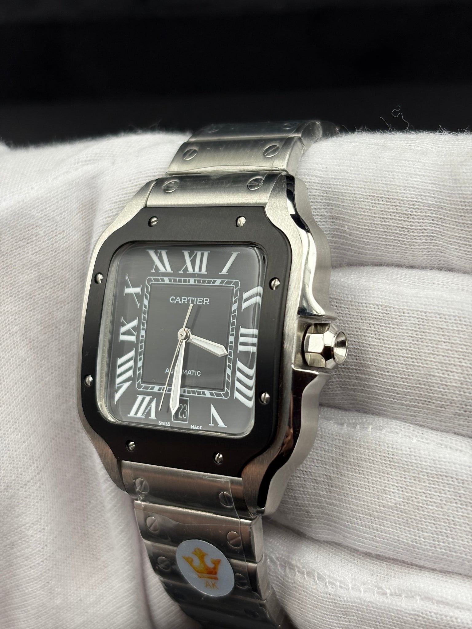 CARTIER SANTOS DE CARTIER LARGE STEEL & ADLC GREY DIAL MEN'S AUTOMATIC