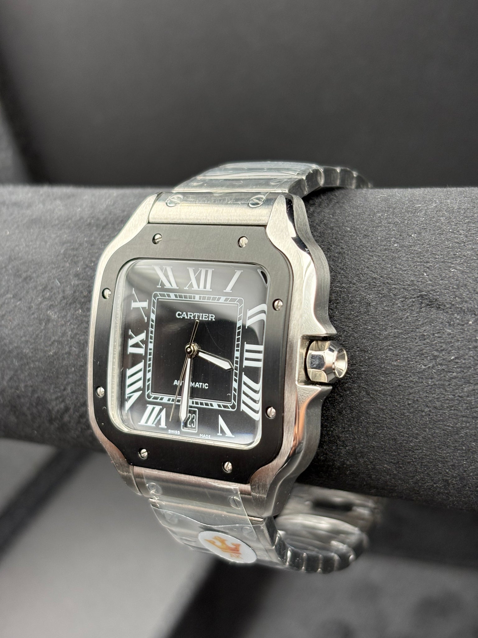 CARTIER SANTOS DE CARTIER LARGE STEEL & ADLC GREY DIAL MEN'S AUTOMATIC