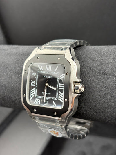 CARTIER SANTOS DE CARTIER LARGE STEEL & ADLC GREY DIAL MEN'S AUTOMATIC