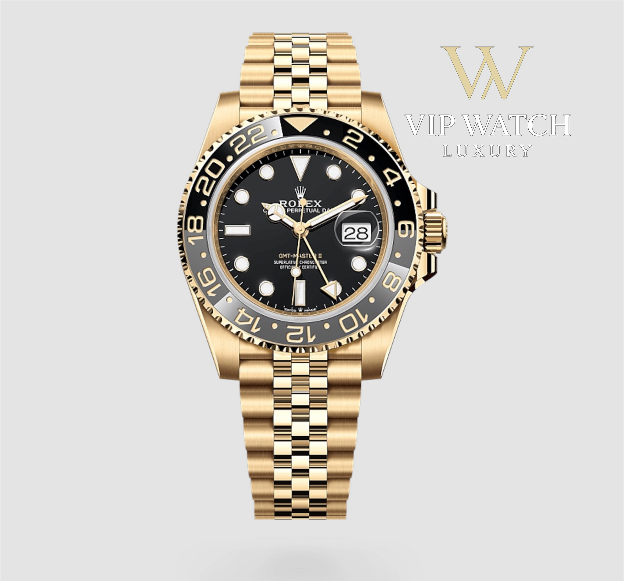 ROLEX GMT-MASTER II YELLOW GOLD BLACK DIAL CERAMIC BEZEL 40mm (Gold Bruce Wayne)
