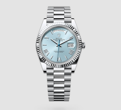 DAY-DATE II 40MM PLATINUM BLUE DIAL ROMAN MARKERS