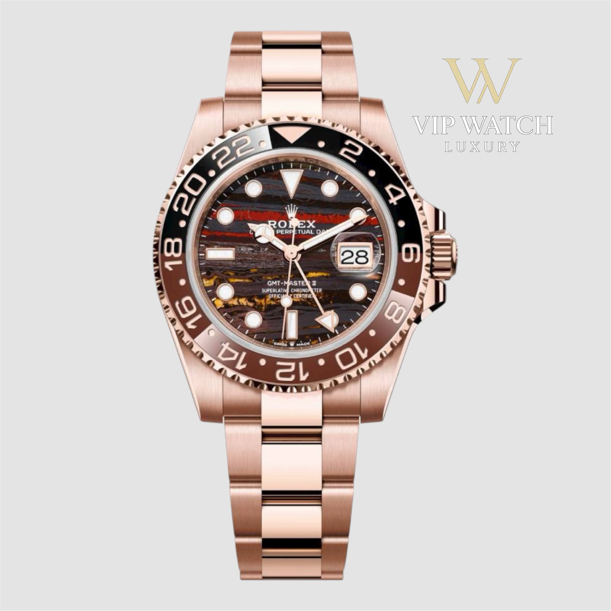 ROLEX GMT ll TIGER ROSE GOLD IRON DIAL 2025