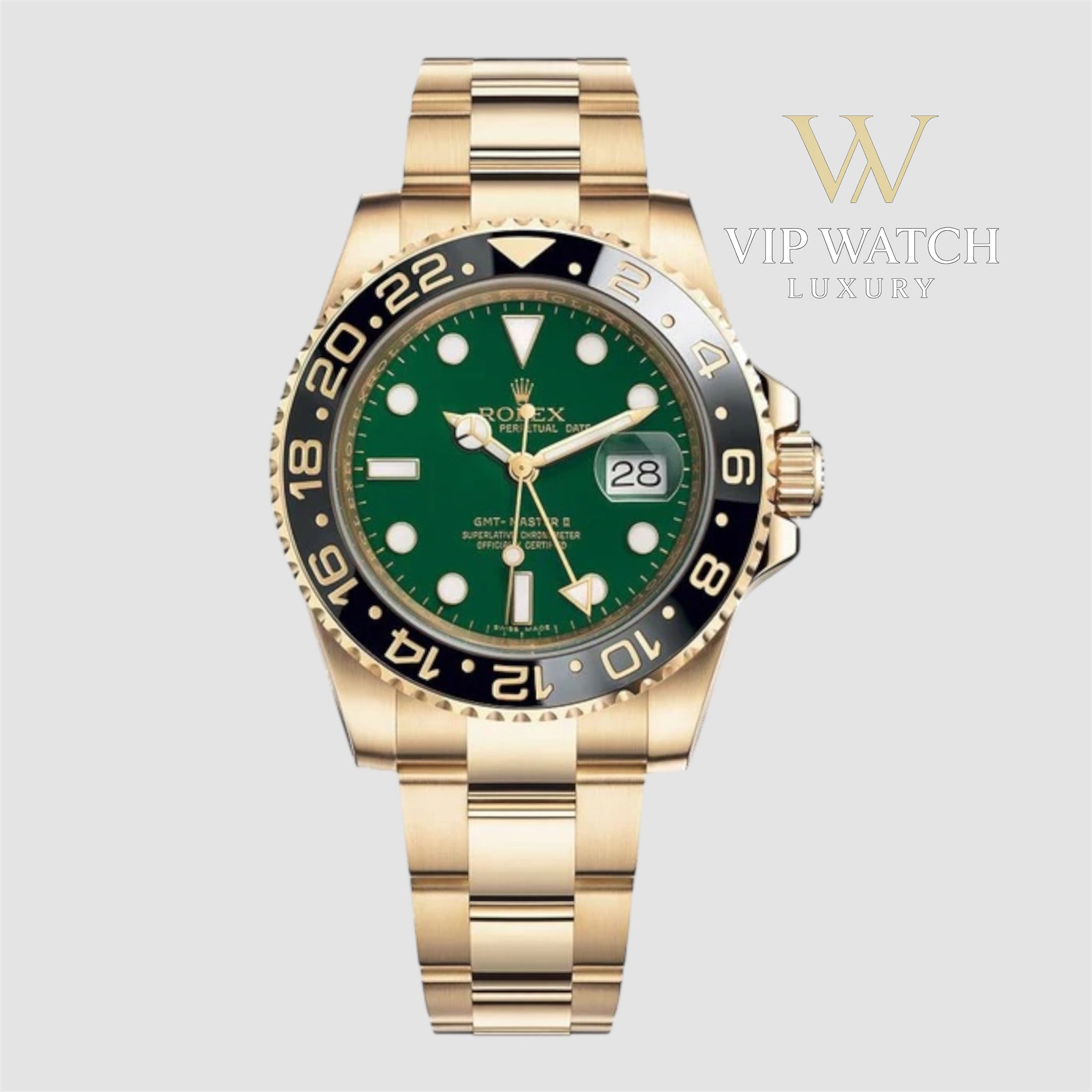 GMT-MASTER II SS GOLD GREEN CERAMIC BEZEL 40MM CLONE