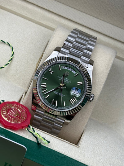 ROLEX DAY-DATE 40 OLIVE WHITE GOLD NEW