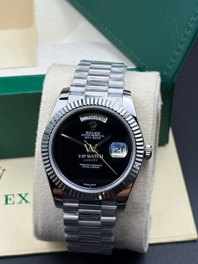 PRESIDENT DAY-DATE 18K WATCH SS BLACK ONYX DIAL 118208