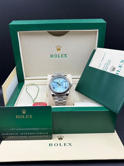 DAY-DATE II 40MM PLATINUM BLUE DIAL ROMAN MARKERS