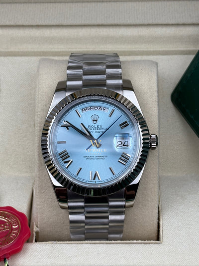 DAY-DATE II 40MM PLATINUM BLUE DIAL ROMAN MARKERS