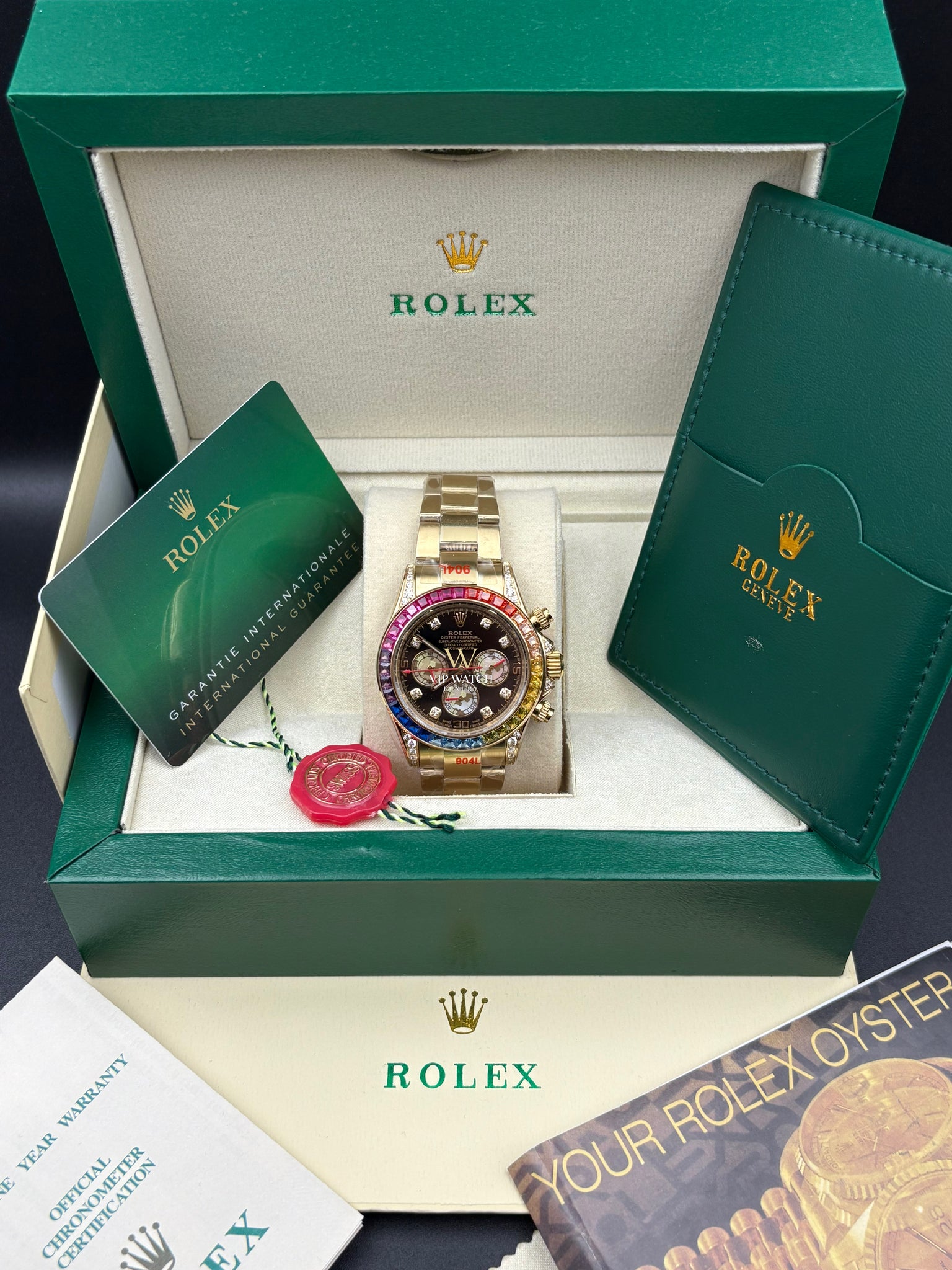 C0SMOGRAPH DAYT0NA BLACK DIAL GOLD RAINBOW 40MM