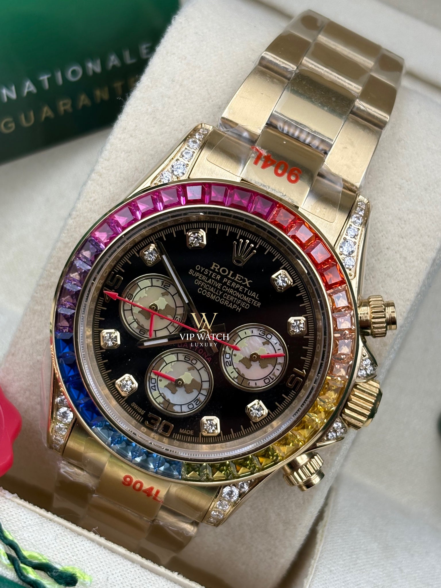 C0SMOGRAPH DAYT0NA BLACK DIAL GOLD RAINBOW 40MM