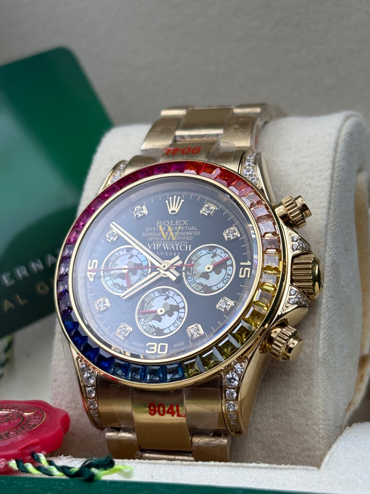 C0SMOGRAPH DAYT0NA BLACK DIAL GOLD RAINBOW 40MM