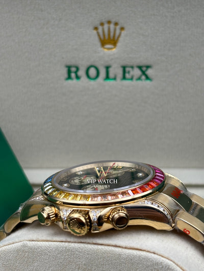 C0SMOGRAPH DAYT0NA BLACK DIAL GOLD RAINBOW 40MM