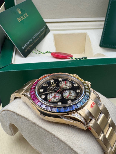 C0SMOGRAPH DAYT0NA BLACK DIAL GOLD RAINBOW 40MM