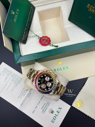 C0SMOGRAPH DAYT0NA BLACK DIAL GOLD RAINBOW 40MM