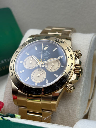 Daytona Yelloow Gold Black Dial Champagne Chronographs 40mm