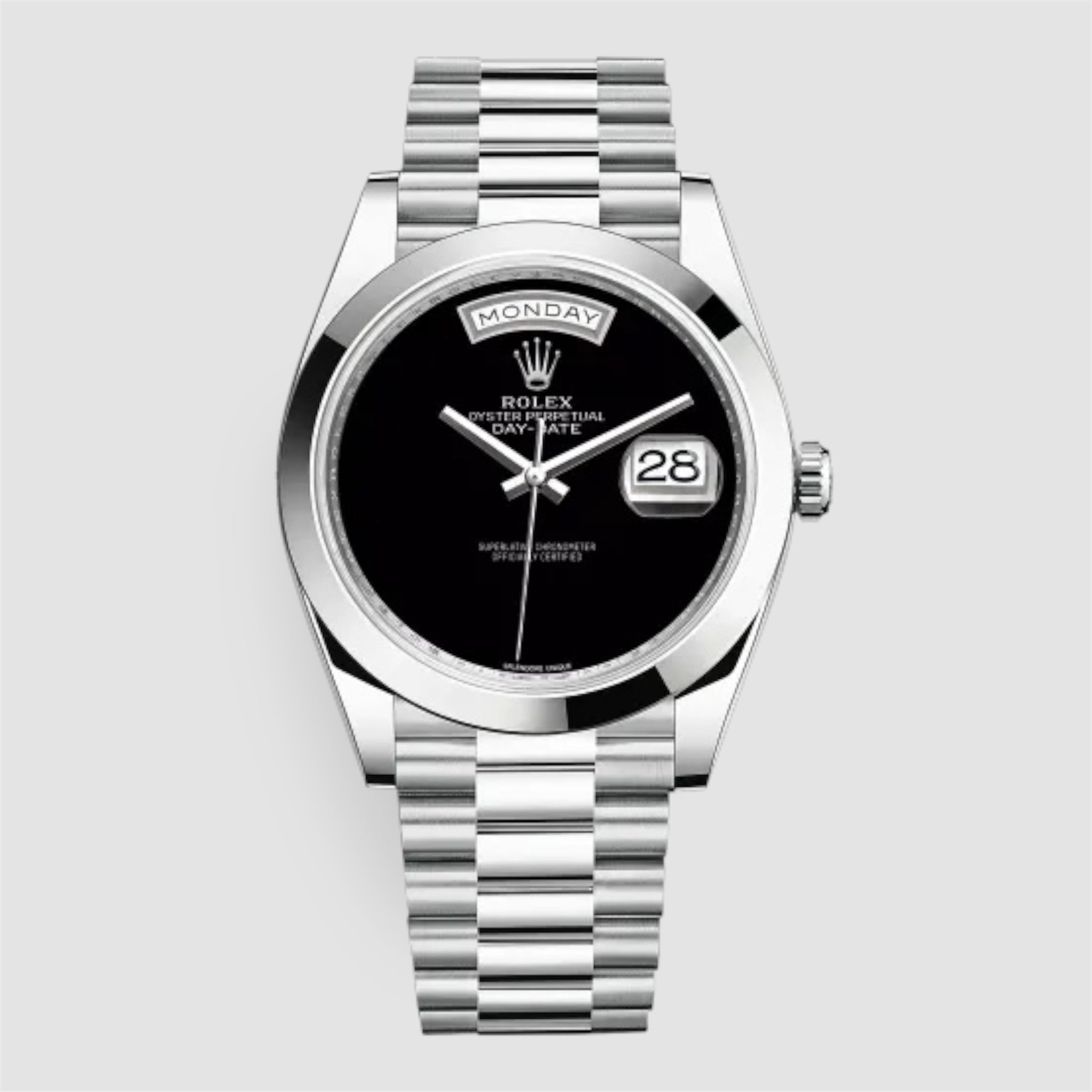 PRESIDENT DAY-DATE 18K WATCH SS BLACK ONYX DIAL 118208