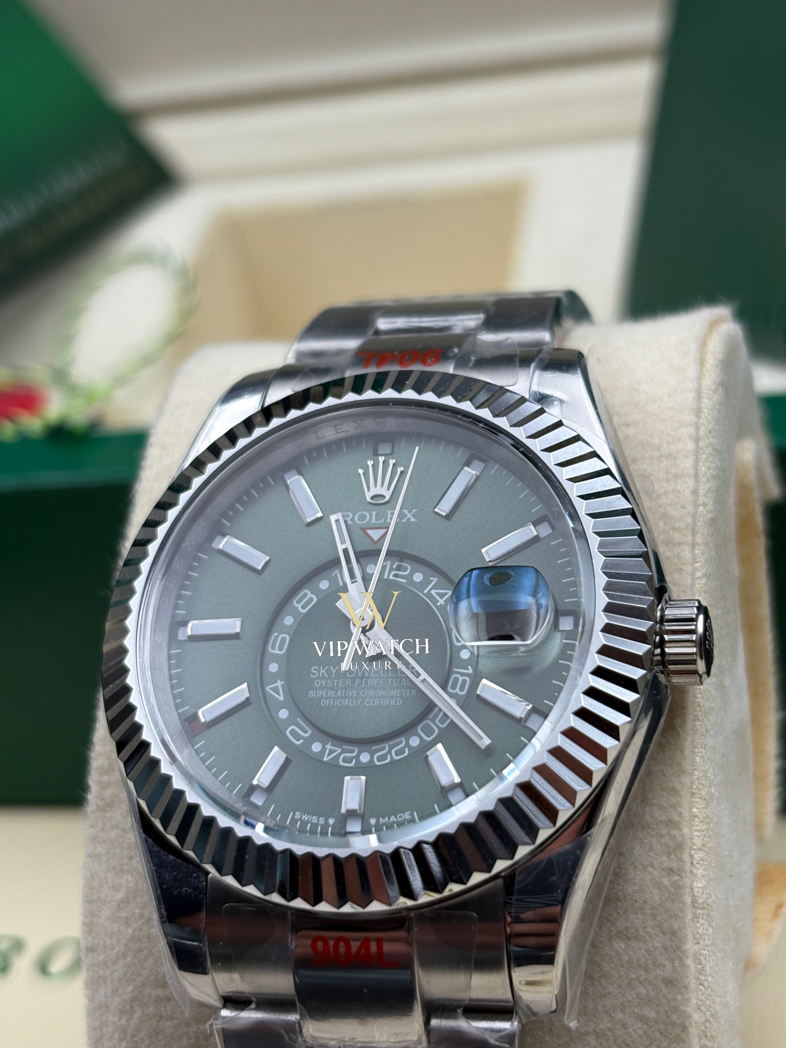 SKY-DWELLER SS GREEN DIAL STICK MARKERS