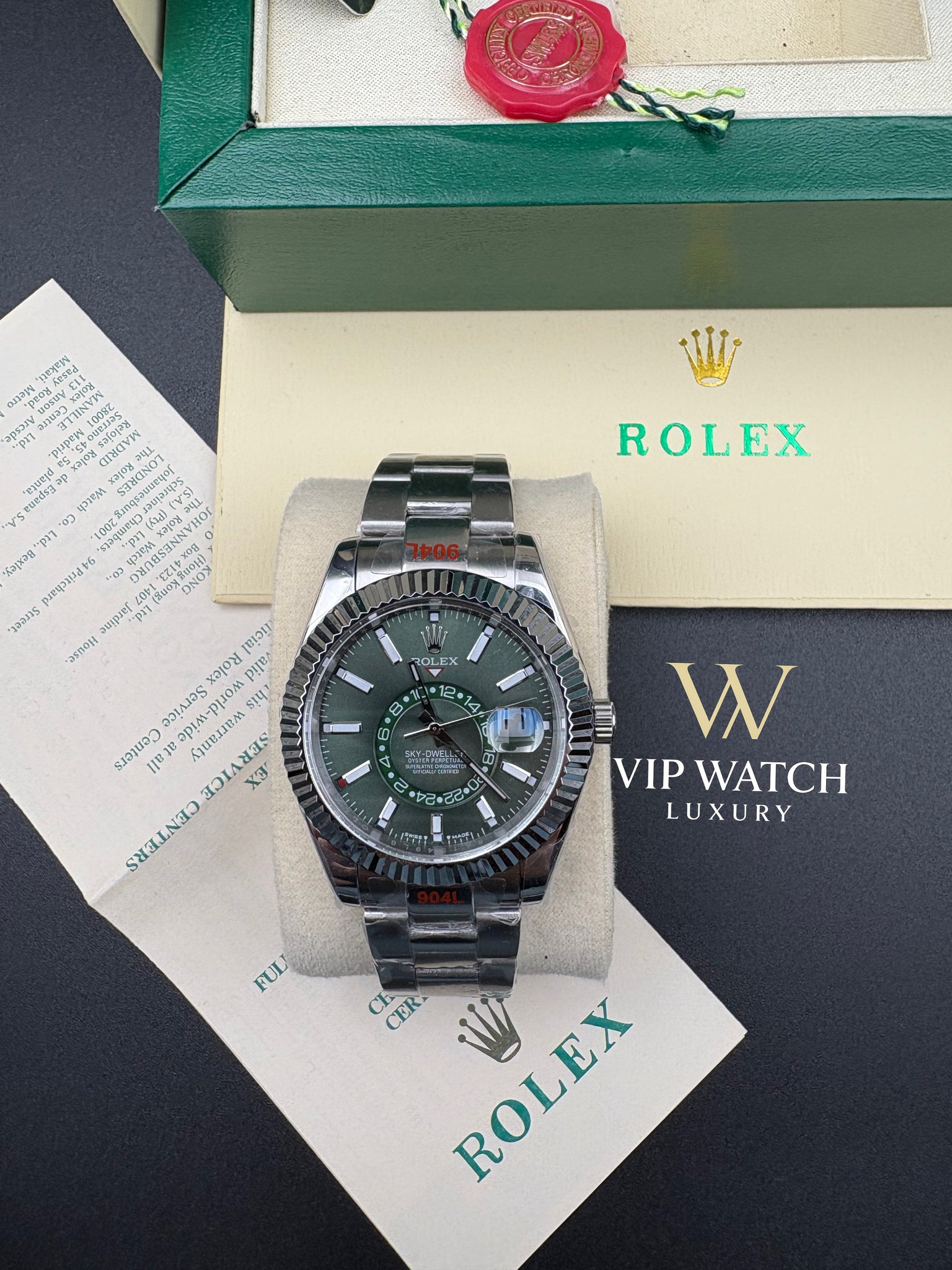 SKY-DWELLER SS GREEN DIAL STICK MARKERS