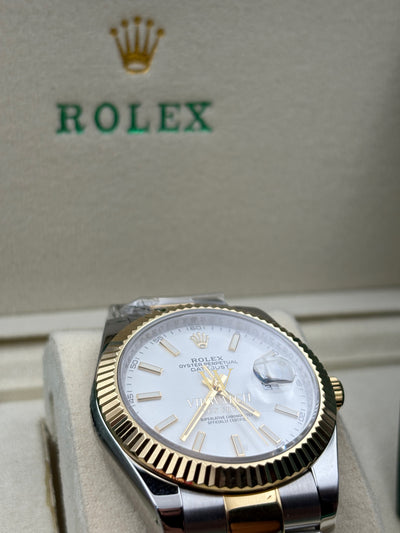 Rolex Date-Just Two Tone Silver Dial Oyster 41mm