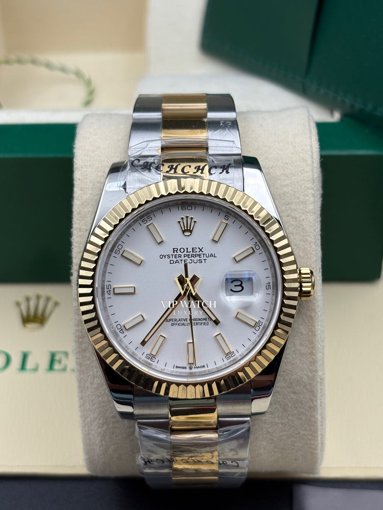 Rolex Date-Just Two Tone Silver Dial Oyster 41mm