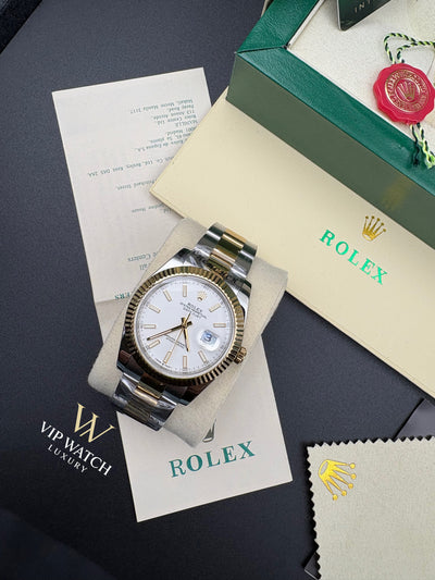 Rolex Date-Just Two Tone Silver Dial Oyster 41mm