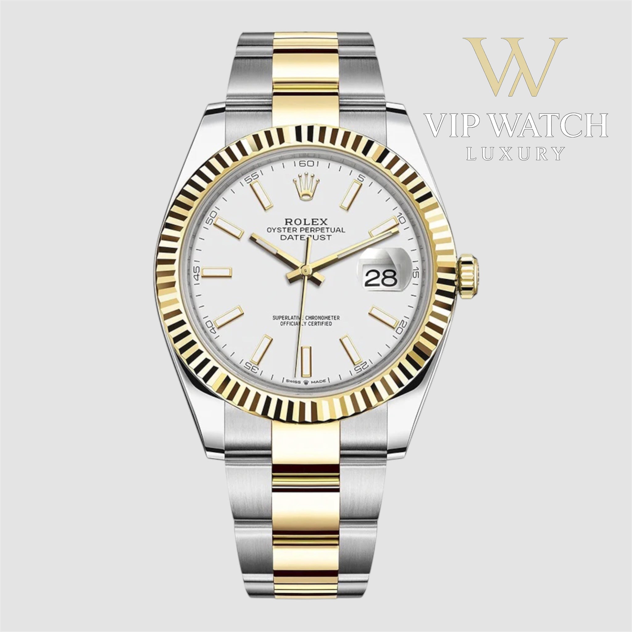 Rolex Date-Just Two Tone Silver Dial Oyster 41mm