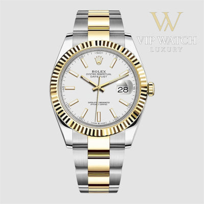 Rolex Date-Just Two Tone Silver Dial Oyster 41mm