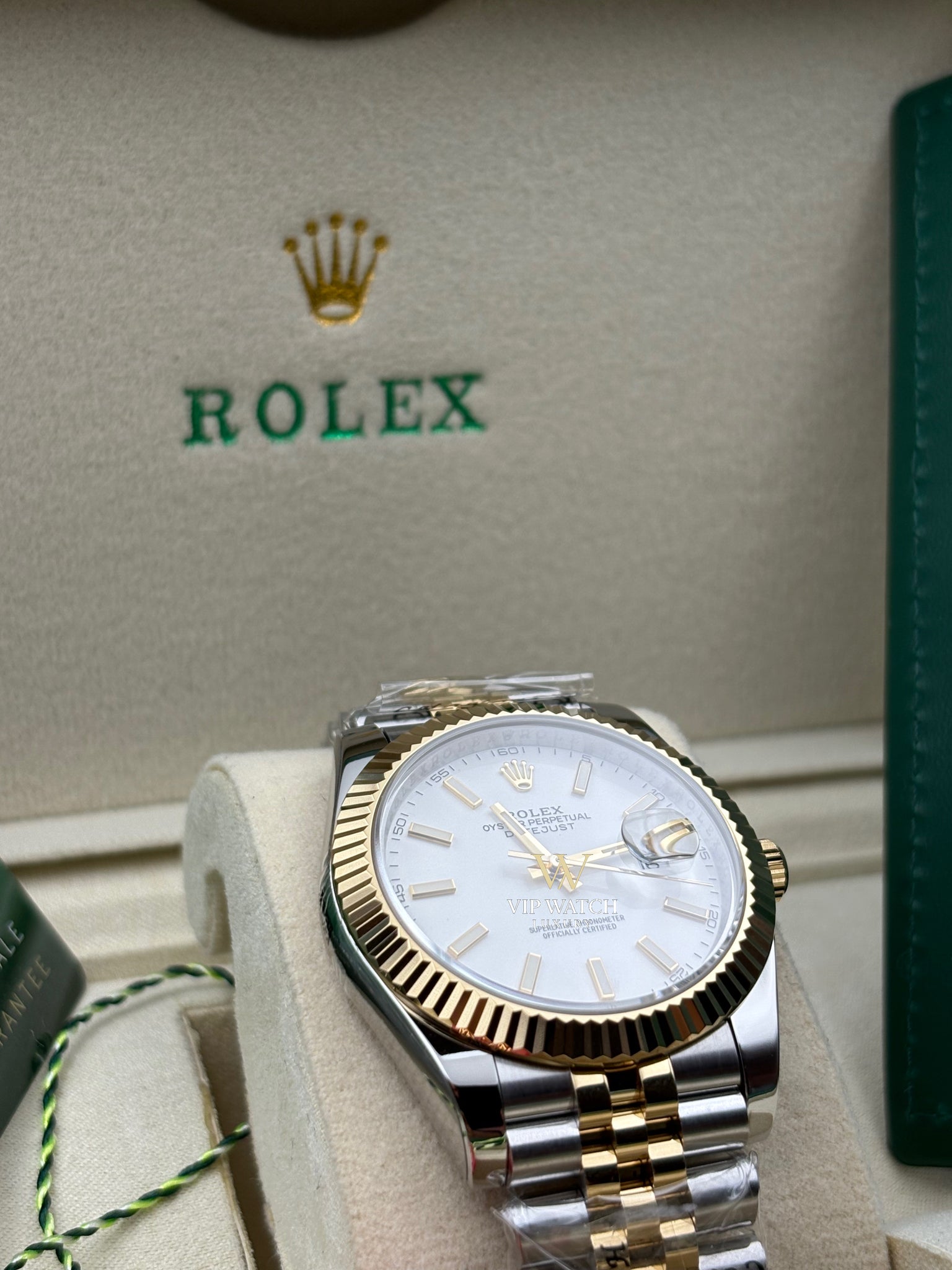 Rolex Date-Just Two Tone Yellow Gold White Dial Jubilee