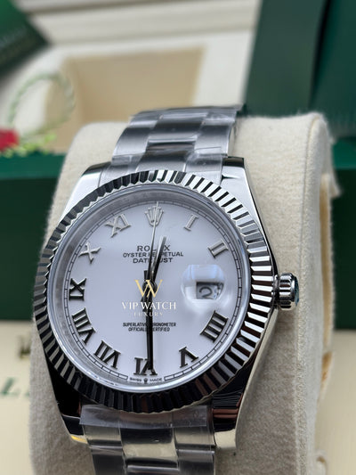 Rolex Datejust 41 Steel White Dial Roman Oyster