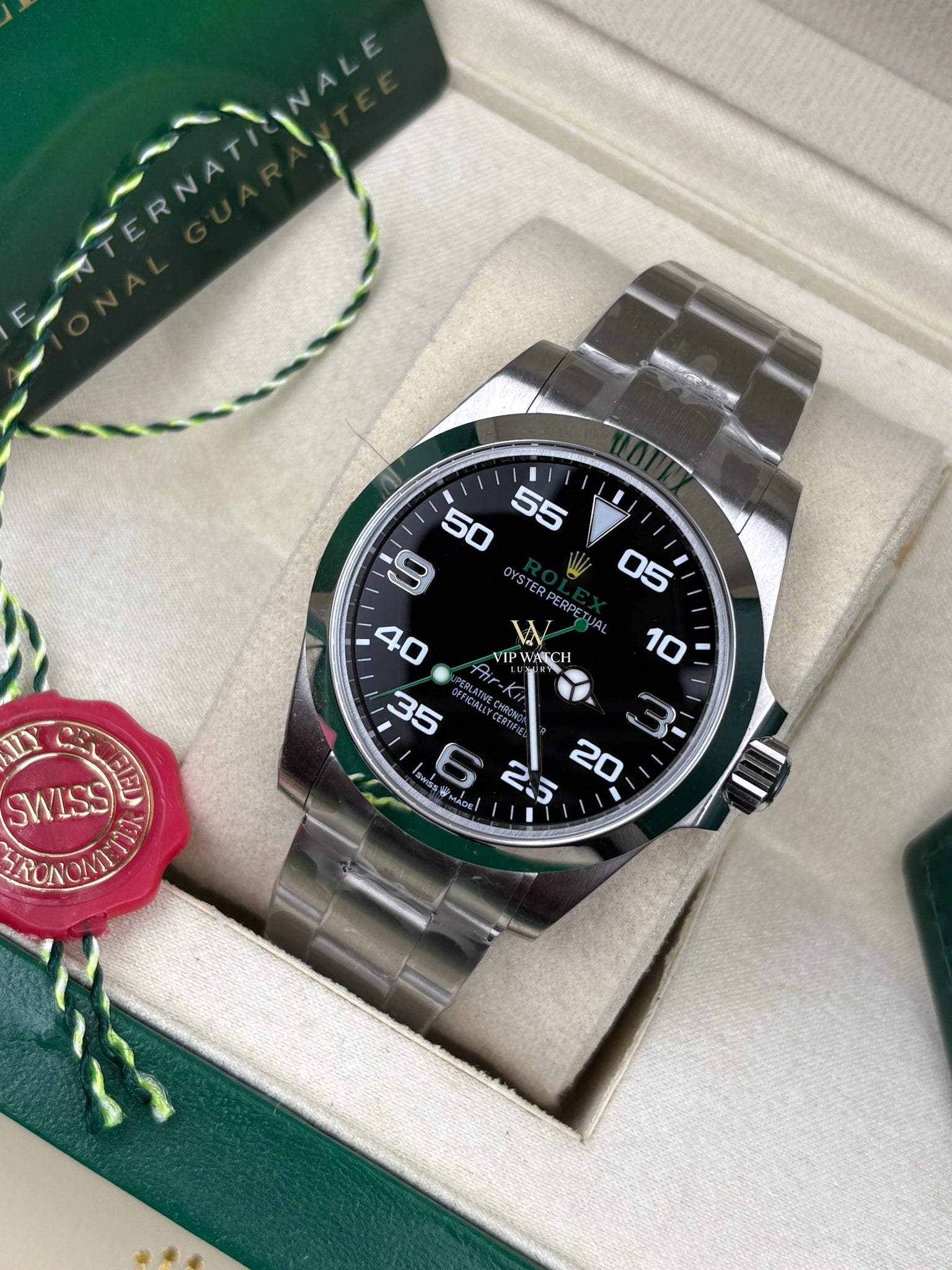 ROLEX AIR KING OYSTER GREEN LOGO WITH OYSTER STEEL