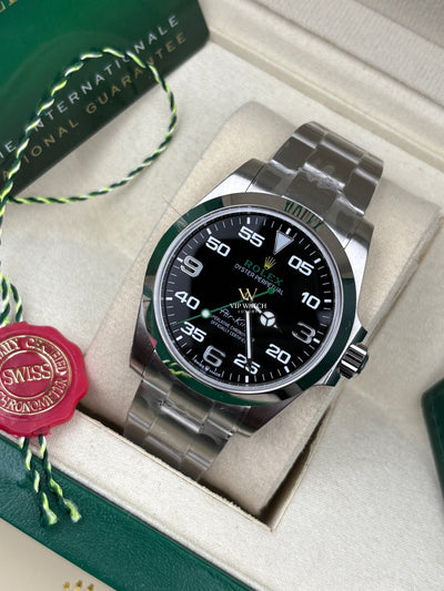 ROLEX AIR KING OYSTER GREEN LOGO WITH OYSTER STEEL