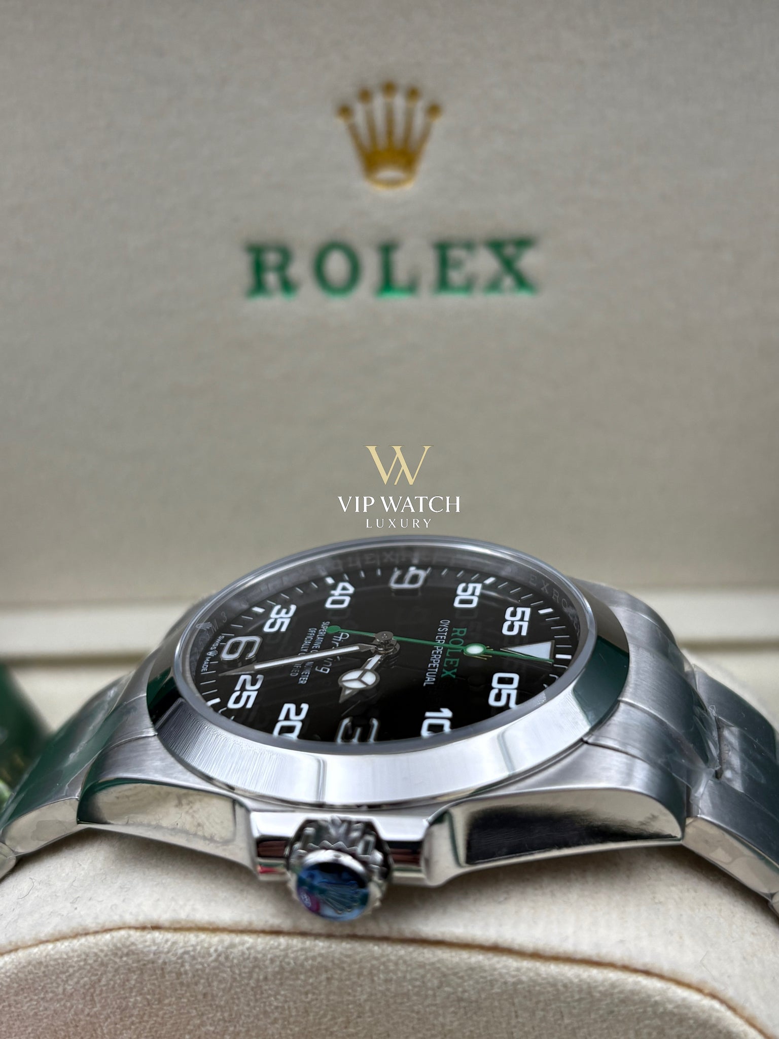 ROLEX AIR KING OYSTER GREEN LOGO WITH OYSTER STEEL