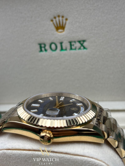 Rolex Day-Date Yellow Gold Black Baguette Dial President