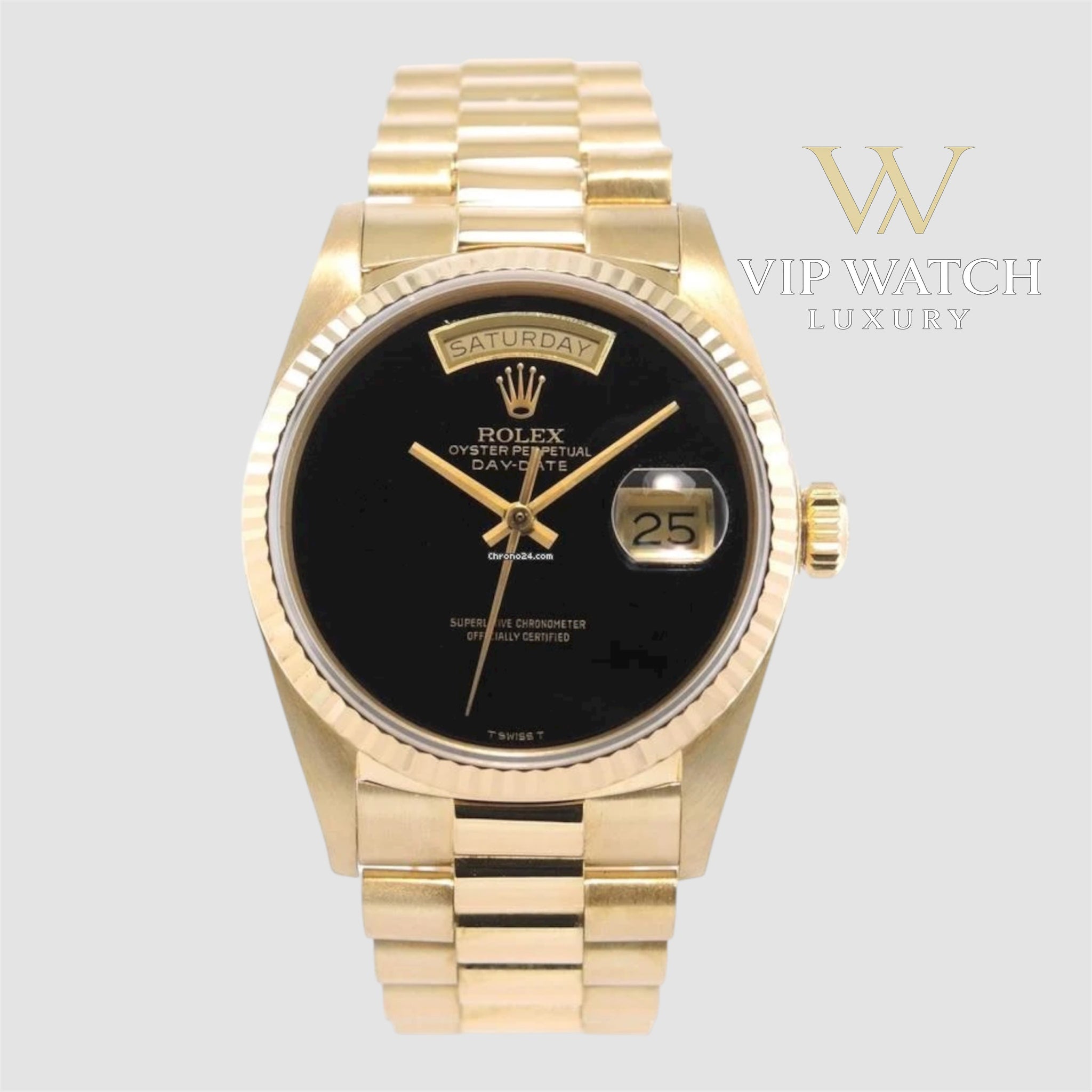 PRESIDENT DAY-DATE 18K WATCH BLACK ONYX DIAL