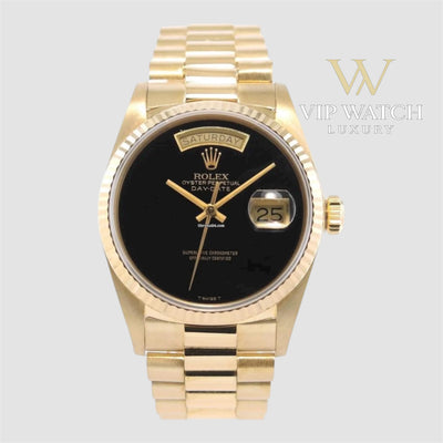 PRESIDENT DAY-DATE 18K WATCH BLACK ONYX DIAL