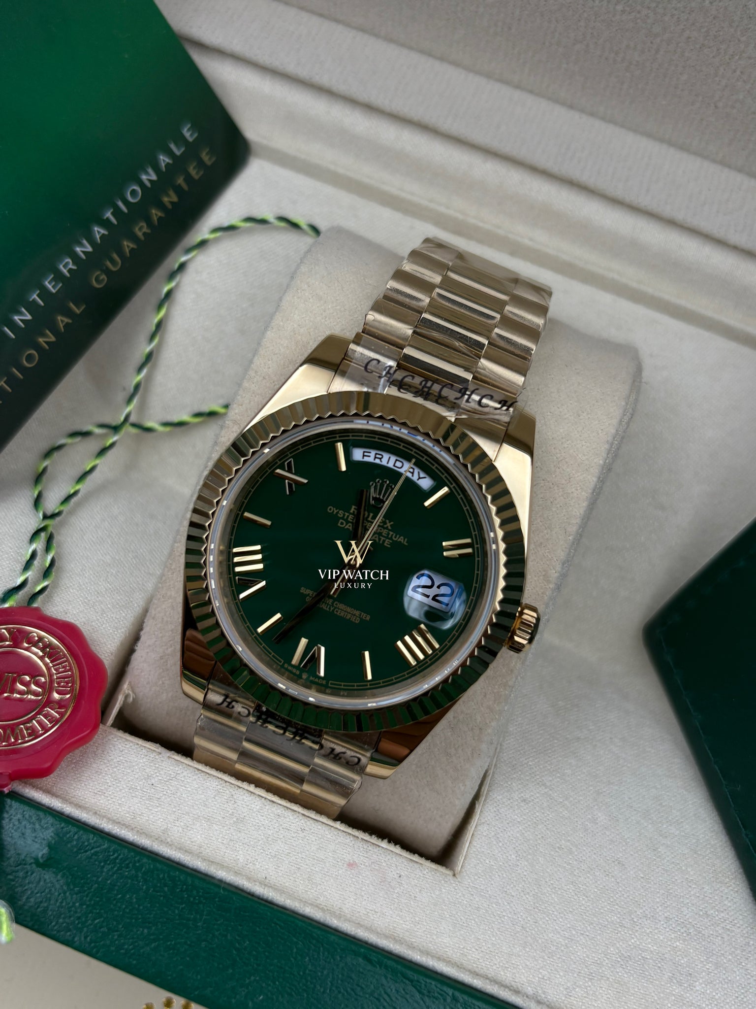 DAY-DATE II 40 MM OYSTER GREEN DIAL STICK MARKERS