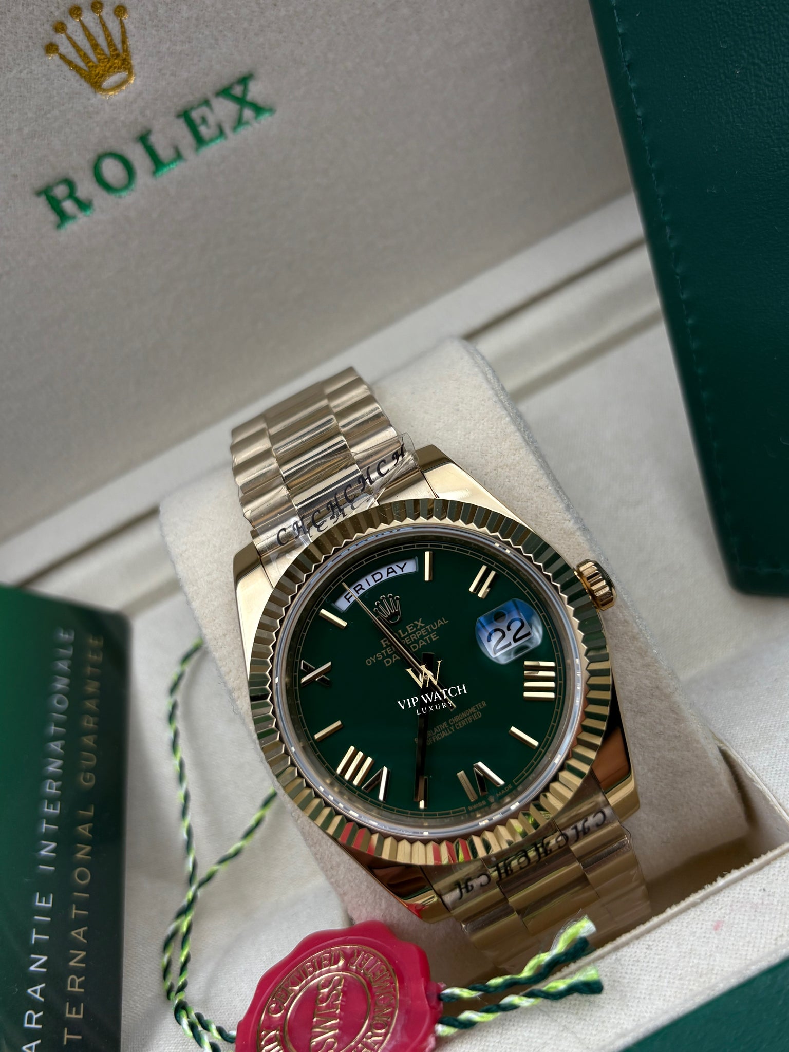 DAY-DATE II 40 MM OYSTER GREEN DIAL STICK MARKERS
