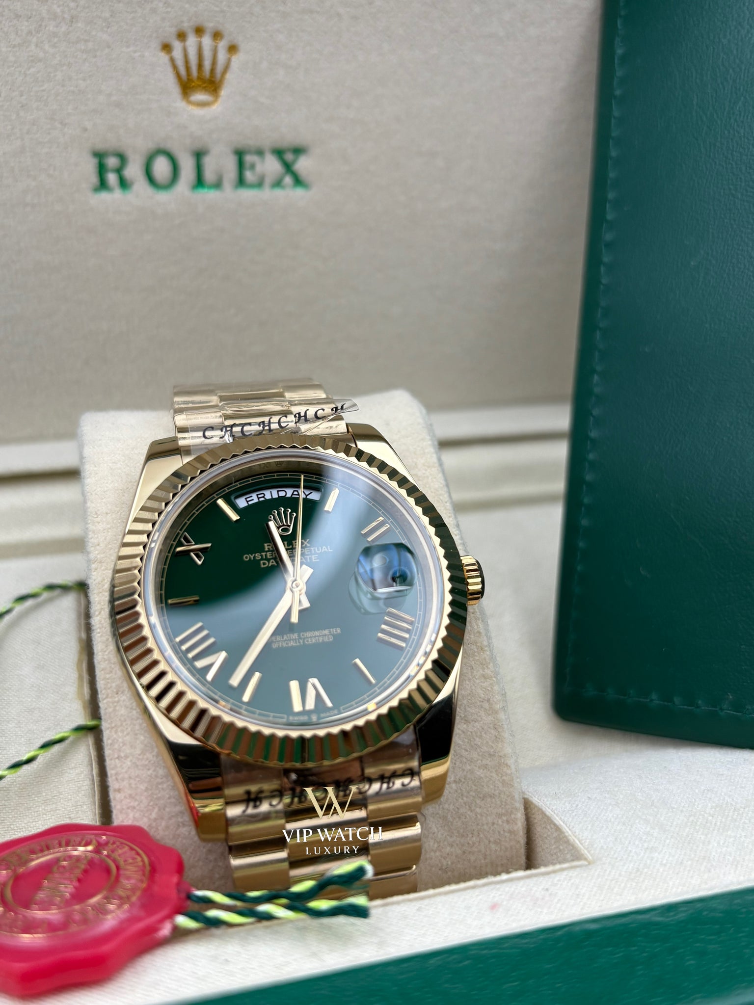 DAY-DATE II 40 MM OYSTER GREEN DIAL STICK MARKERS