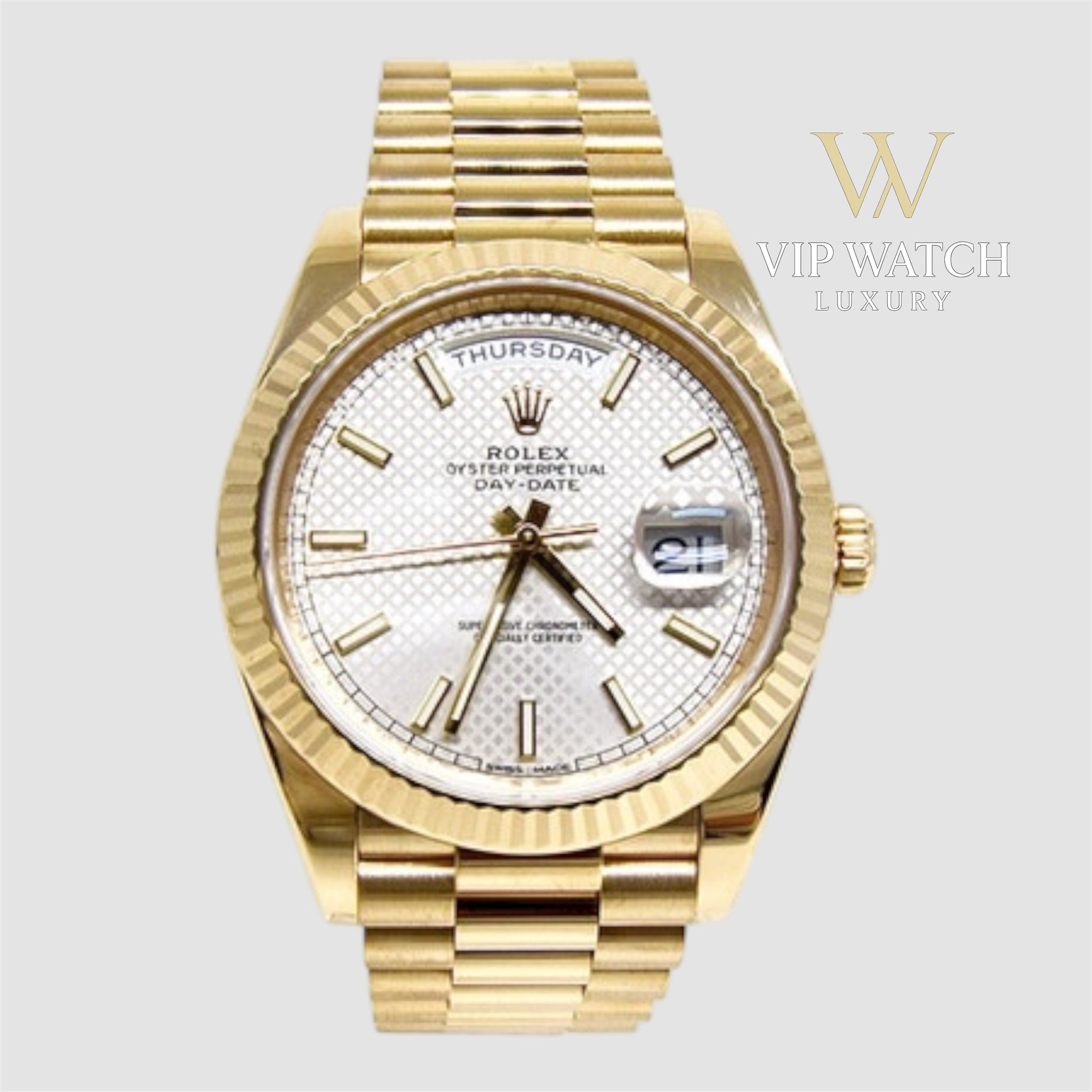 Rolex Day-Date Yellow Gold White Diagonal Dial President