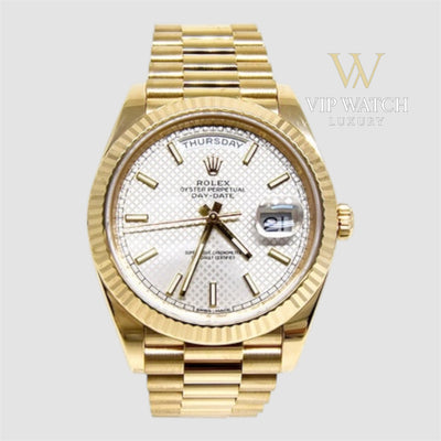 Rolex Day-Date Yellow Gold White Diagonal Dial President