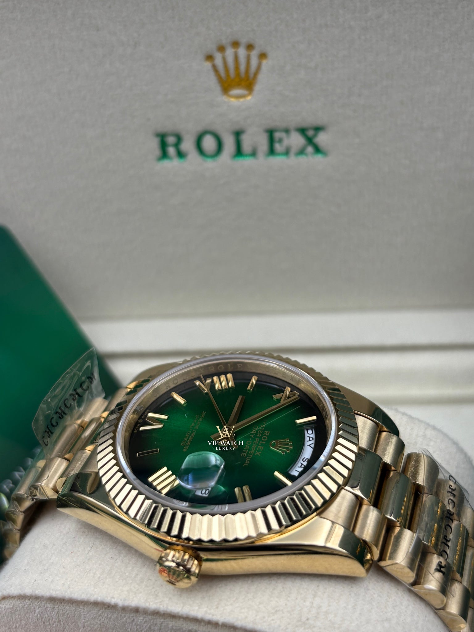 Day-Date Yellow Gold Green Dial President 2025