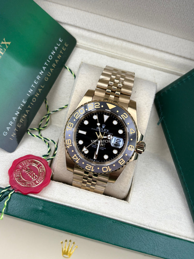 ROLEX GMT-MASTER II YELLOW GOLD BLACK DIAL CERAMIC BEZEL 40mm (Gold Bruce Wayne)