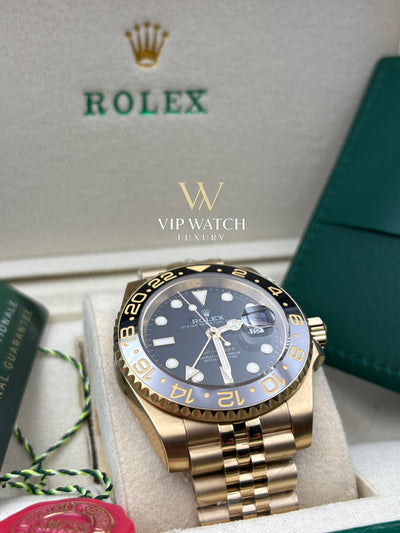 ROLEX GMT-MASTER II YELLOW GOLD BLACK DIAL CERAMIC BEZEL 40mm (Gold Bruce Wayne)