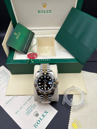 GMT-MASTER II 2-TONE GOLD BLACK DIAL CERAMIC BEZEL 40MM