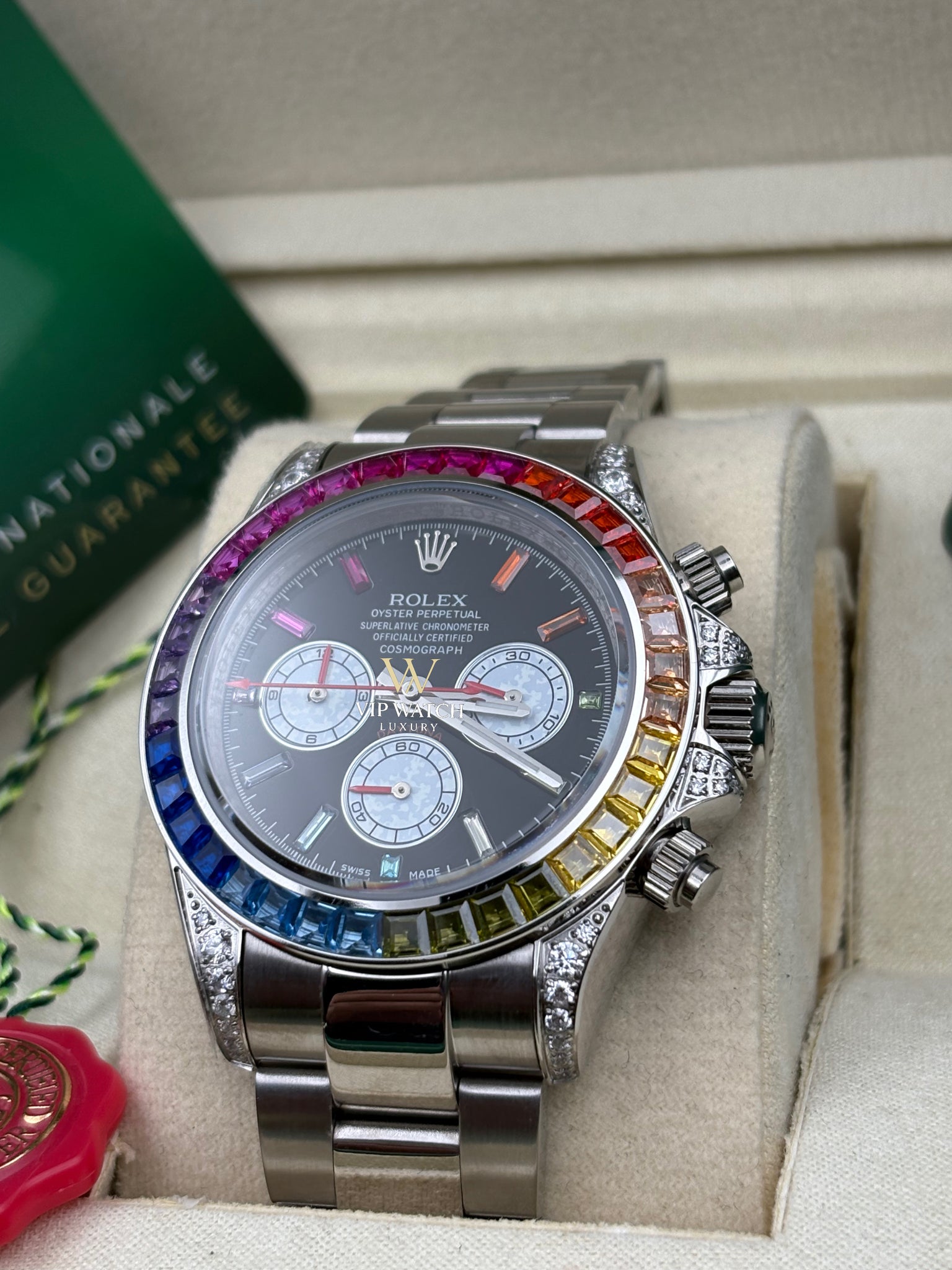 C0SMOGRAPH DAYT0NA BLACK DIAL SILVER RAINBOW 40MM