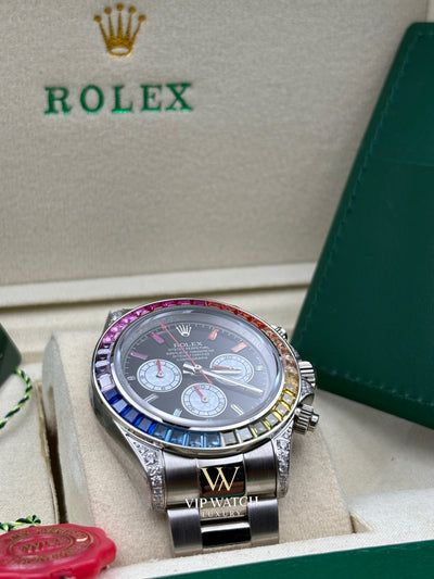 C0SMOGRAPH DAYT0NA BLACK DIAL SILVER RAINBOW 40MM