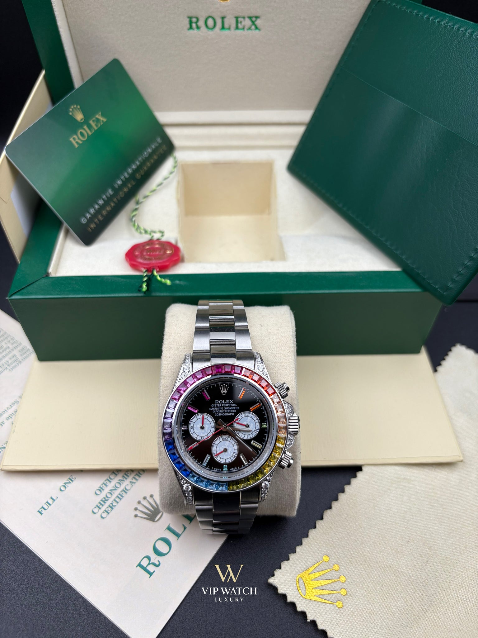 C0SMOGRAPH DAYT0NA BLACK DIAL SILVER RAINBOW 40MM