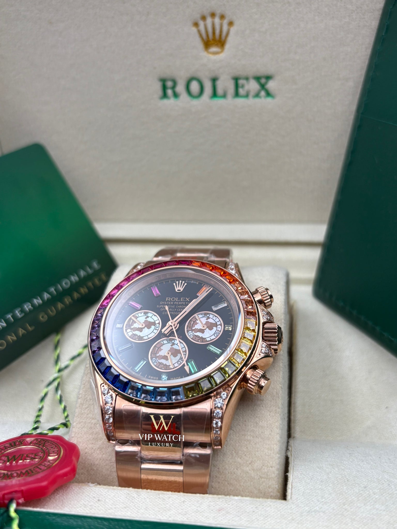 DAYT0NA COSM0GRAPH BLACK DIAL ROSE GOLD RAINBOW 40MM