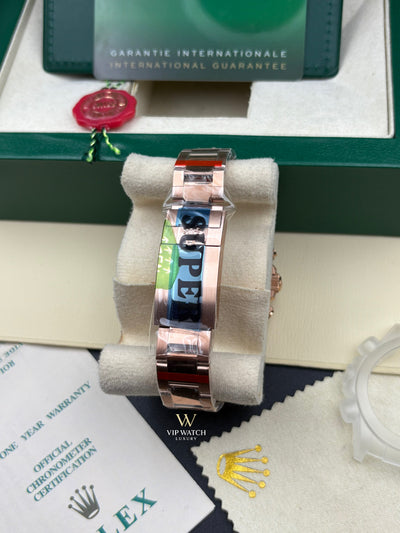 DAYT0NA COSM0GRAPH BLACK DIAL ROSE GOLD RAINBOW 40MM